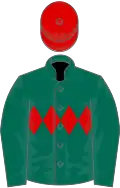 Dark green, red triple diamond, red cap