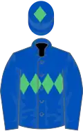 Royal blue, emerald green triple diamond and diamond on cap