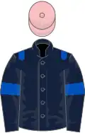 Dark blue, royal blue epaulets and armlets, pink cap