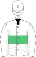 White, Emerald green Hoop, White Sleeves, White Cap