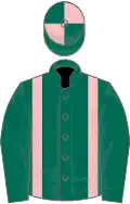 Dark green, pink braces, quartered cap