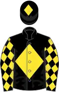 Black, yellow diamond, yellow diamonds on sleeves, yellow diamond on cap