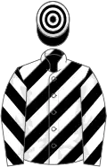 Black and white diagonal stripes, hooped cap
