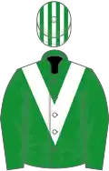 Green, white chevron, striped cap