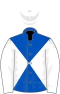 Royal blue and white diabolo, white sleeves and cap