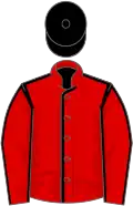 Red, black seams, black cap