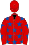 Red, royal blue stars, red cap