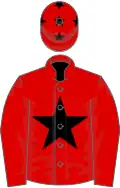 RED, black star, red cap, black stars