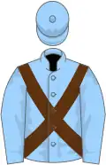 Madonna blue, brown cross belts, blue cap