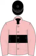 PINK, black hoop, pink sleeves, black cap