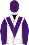 White, purple chevron, sleeves and cap