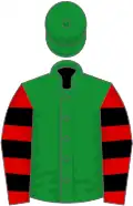 Green, red and black hooped sleeves