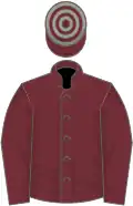 Wine, French grey hoops on cap