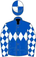 Royal blue, white triple diamond and diamonds on sleeves, quartered cap