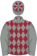 Grey and maroon diamonds, grey sleeves