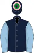 Dark Blue, Light Blue sleeves, Dark Blue cap, Pink hoops