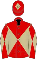 Red and Beige diabolo, Red cap, Beige diamond