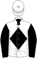 White, black diamond and sleeves, white cap
