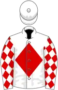 White, red diamond, diamonds on sleeves