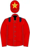 Red, dark blue epaulets, yellow star on cap
