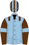 Light blue, brown epaulettes, brown sleeves, light blue armlet, light blue and brown striped cap