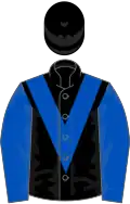 Black, royal blue chevron and sleeves