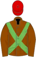 Beaver brown, maple leaf green cross belts, red cap