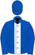 Royal blue, white stripe