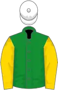 Green, gold sleeves, white cap