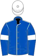 Royal blue, white seams, armlets and cap