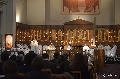 A service by monks in the old church