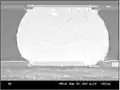 BGA pad and solder ball exhibiting pad cratering.