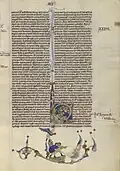 Initial H: Moses Striking Water from the Rock and Israelites Drawing Water, Italian, about 1250–1262, fol. 62