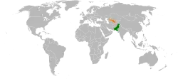 Map indicating locations of Pakistan and Uzbekistan