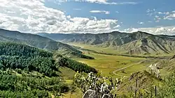 Panorama from the Chike-Taman pass in the north direction
