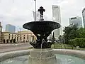 One of the fountains in the park