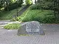 A stone commemorating the 15th anniversary of the independence of Poland.