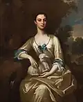 Marriage portrait of Penelope Smith holding a lamb, c. 1727