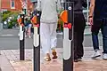 Penguin decorated posts in the streets of Penguin