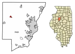 Location of Brimfield in Peoria County, Illinois.
