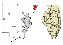 Location of Chillicothe in Peoria County, Illinois.