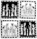 Depiction of Persian women on saddle cloth