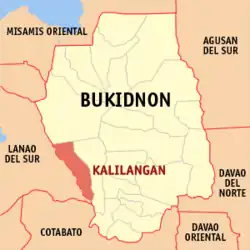 Map of Bukidnon with Kalilangan highlighted