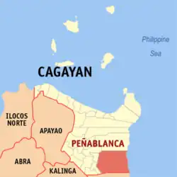 Map of Cagayan with Peñablanca highlighted