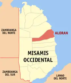 Map of Misamis Occidental with Aloran highlighted