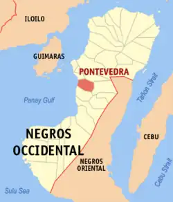 Map of Negros Occidental with Pontevedra highlighted