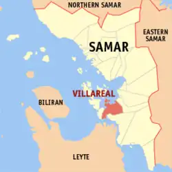Map of Samar with Villareal highlighted