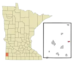 Location of Woodstock, Minnesota