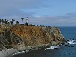 The light sits on a 130-foot (40&nbsp;m) cliff