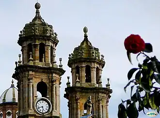 The two towers belonging to the church
